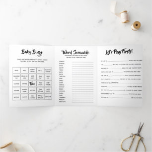 Invitación Tríptica DIY primer cumpleaños bebé juegos DIY fotografía a