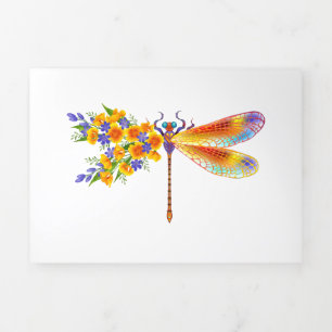 Invitación Tríptica Dragón de flores amarillas