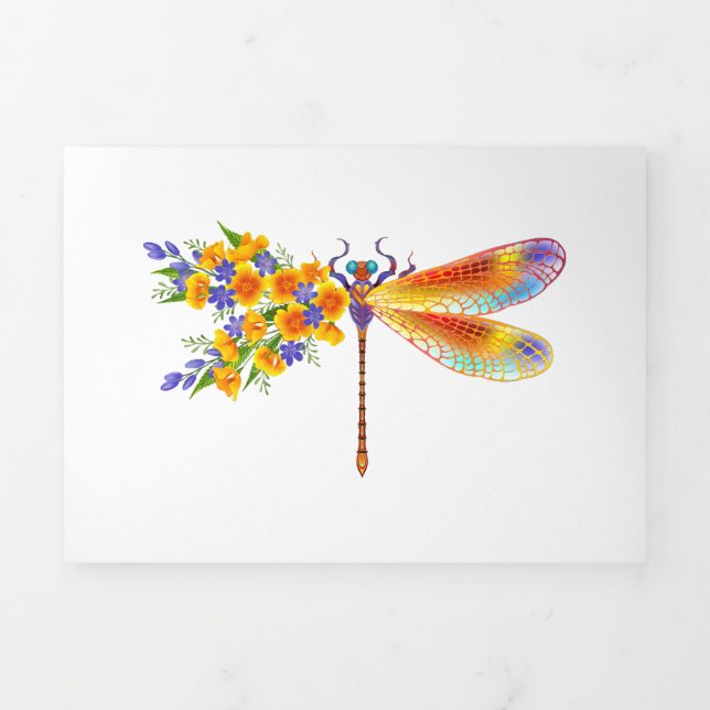 Invitación Tríptica Dragón de flores amarillas (Foto de portada)