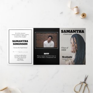 Invitación Tríptica Dramático Partido de Graduación al Estilo Revista