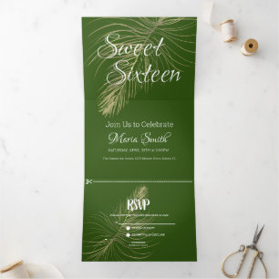 Invitación Tríptica Dulce tropical 16 Mármol líquido   Árbol de Reliev