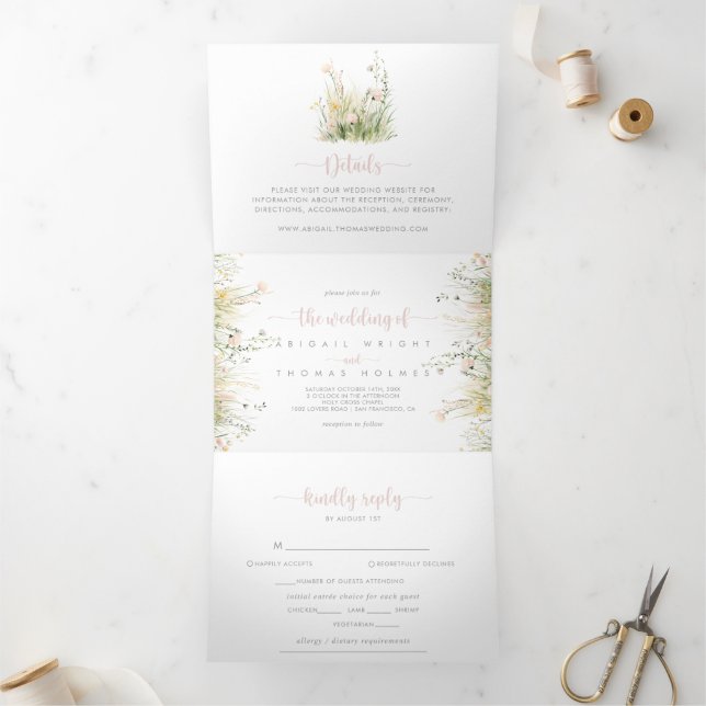 Invitación Tríptica El Boho Wildflower El Boda de (Interior)