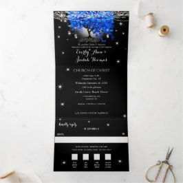 Invitación Tríptica El elegante Boda de tres veces de hoja de corazón