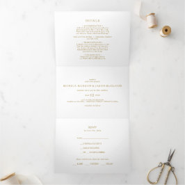 Invitación Tríptica El oro Minimalista clásico todo en un triple