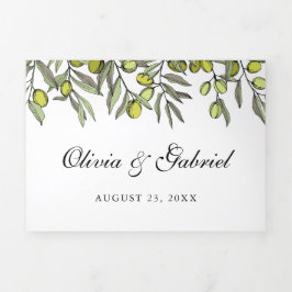 Invitación Tríptica Elegante Boda Botánico de Oliva