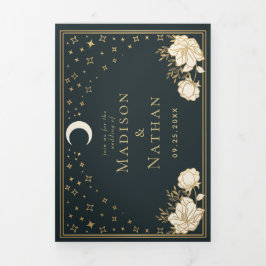 Invitación Tríptica Elegante Boda de Art Nouveau Arch