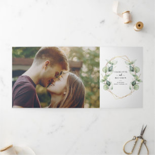 Invitación Tríptica Elegante Boda de Foto Botánica en Scripto Todo en 