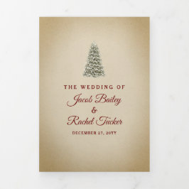 Invitación Tríptica Elegante Boda de Invierno del Árbol de Navidad