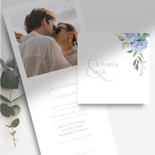 Invitación Tríptica Elegante Boda del sitio web de fotos de Hydrangea