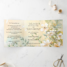 Invitación Tríptica Elegante boda en pastel