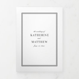 Invitación Tríptica Elegante Boda todo en uno blanco y negro