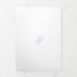 Invitación Tríptica Elegante Boda tradicional azul turbio