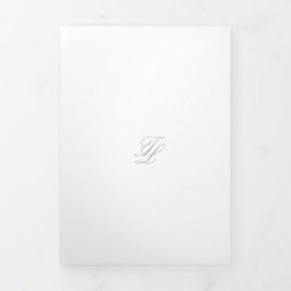 Invitación Tríptica Elegante Boda tradicional verde sabio