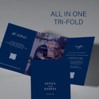 Elegante foto boda naval RSVP detalles código QR