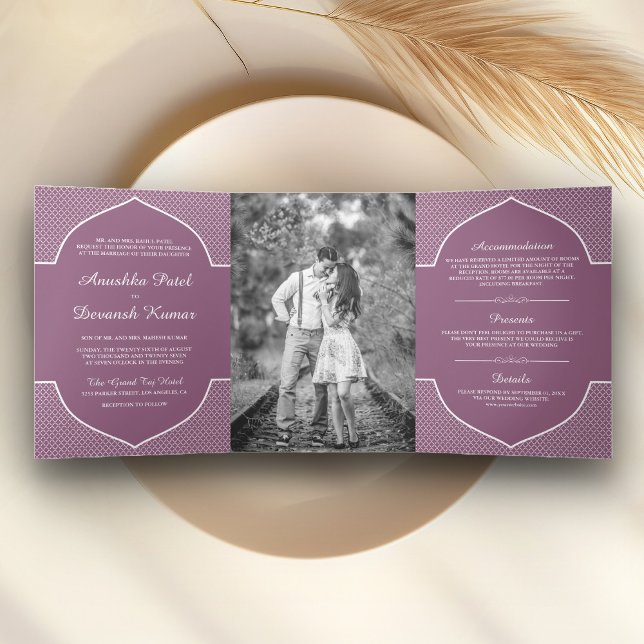 Invitación Tríptica Elegante foto de un Boda del arco étnico indio mor (Subido por el creador)