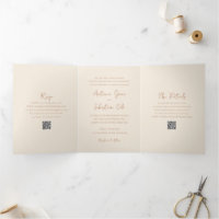Elegante Neutrales Terrestres QR Código Boda moder
