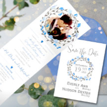 Elegante Peonía Floral Azul Bodas  