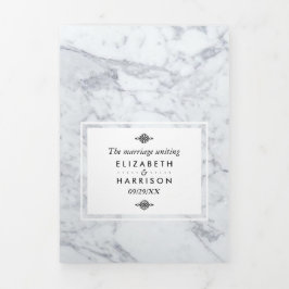 Invitación Tríptica Elegante suite Boda de mármol vintage