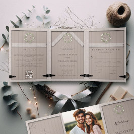 Invitación Tríptica Escudo de Eucalyptus de la Madera Rústica de los G