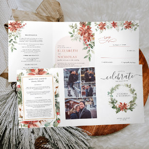 Invitación Tríptica Esta Es La Temporada Navidades Boda Floral