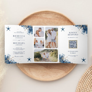 Invitación Tríptica Estrella de Mar Naval Náutica Todo en Uno Código Q