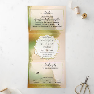 Invitación Tríptica Fab Chartreuse 💚 Resumen Increíble Boda Presupues