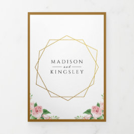 Invitación Tríptica Fab Floral Rosa Boda Botánico