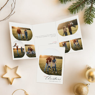 Invitación Tríptica Familia de Letra Elegante Foto Feliz Navidad