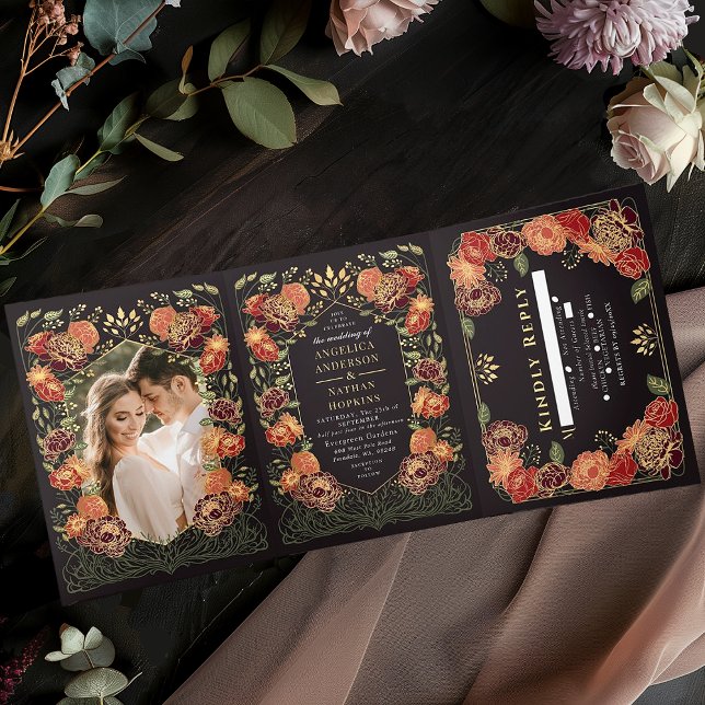 Invitación Tríptica Fantasía Encantada Boda de Jardín Floral (Subido por el creador)