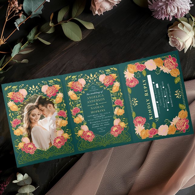Invitación Tríptica Fantasía Encantada Boda de Jardín Floral (Subido por el creador)