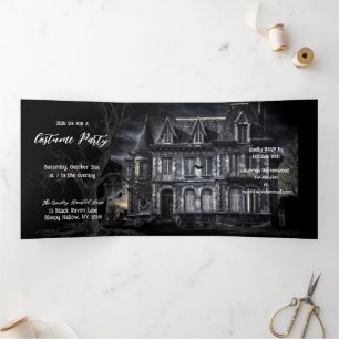 Invitación Tríptica Fiesta de Halloween en la noche