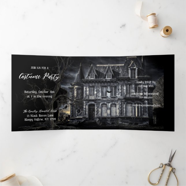 Invitación Tríptica Fiesta de Halloween en la noche (Interior)