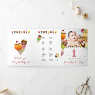 Invitación Tríptica fiesta fotográfico de helados de verano