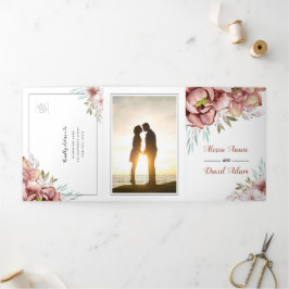 Invitación Tríptica Flores acuáticas de terracota boda de fotografía f