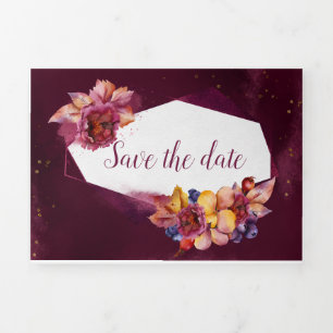 Invitación Tríptica flores de otoño de Borgoña