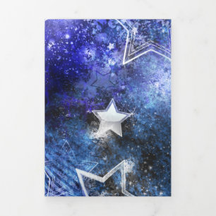 Invitación Tríptica Fondo espacial con estrellas