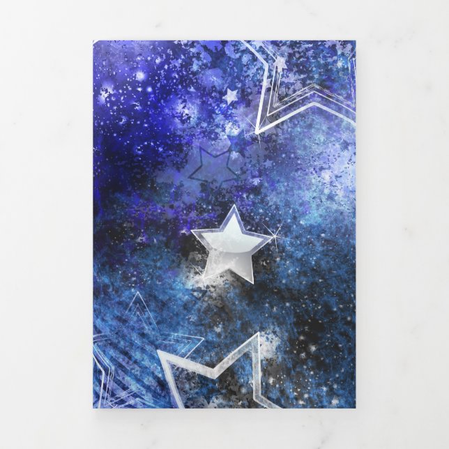Invitación Tríptica Fondo espacial con estrellas (Foto de portada)
