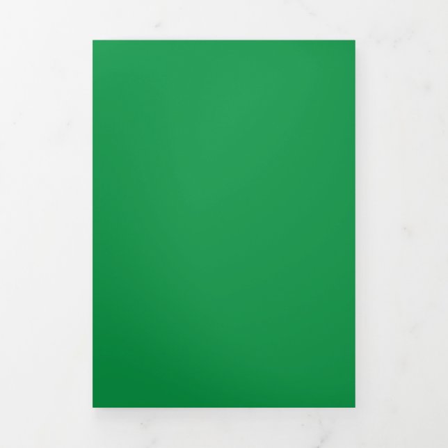 Invitación Tríptica Fondo verde oscuro sólido |Estilo clásico natural (Foto de portada)