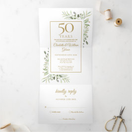 Invitación Tríptica Foto de vegetación del 50º aniversario de bodas