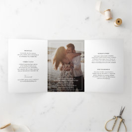 Invitación Tríptica Foto Moderna en Blanco y Negro Boda Chic