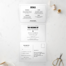 Invitación Tríptica Foto simple de boda minimalista