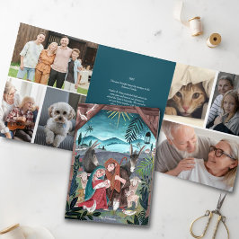 Invitación Tríptica Fotos de Navidad de la escena de la natividad reli