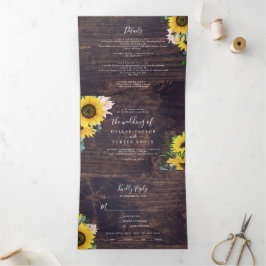 Invitación Tríptica Girasol ruso | Boda fotográfico de madera todo en 