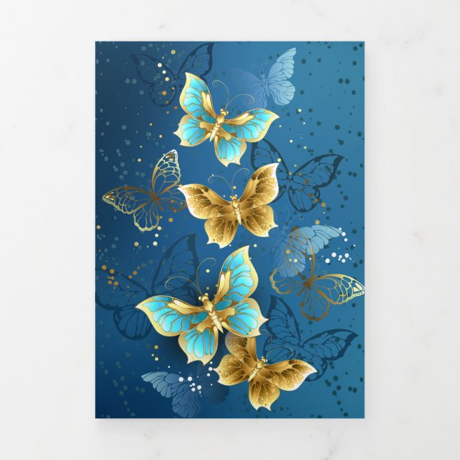 Invitación Tríptica Golden butterflies (Foto de portada)