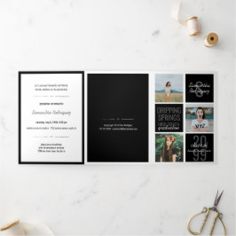 Invitación Tríptica Graduación de cajas de diversión de 5 fotos en neg