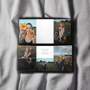 Invitación Tríptica Graduación de fotografía cardíaca con firma Girly