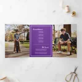 Invitación Tríptica Graduación de fotografía rota por morado