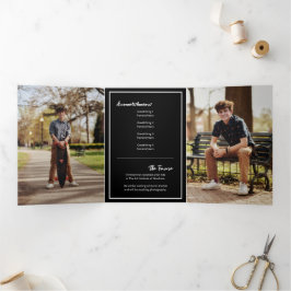 Invitación Tríptica Graduación de fotografía rota por negrita