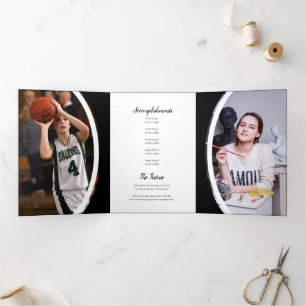 Invitación Tríptica Graduación de fotografías en tres cuadros curvados