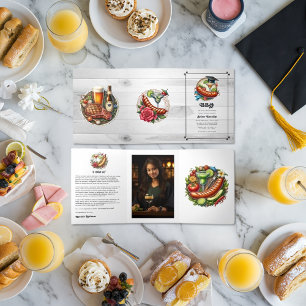 Invitación Tríptica Graduación en barbacoa de Gingham y Grill Rústico